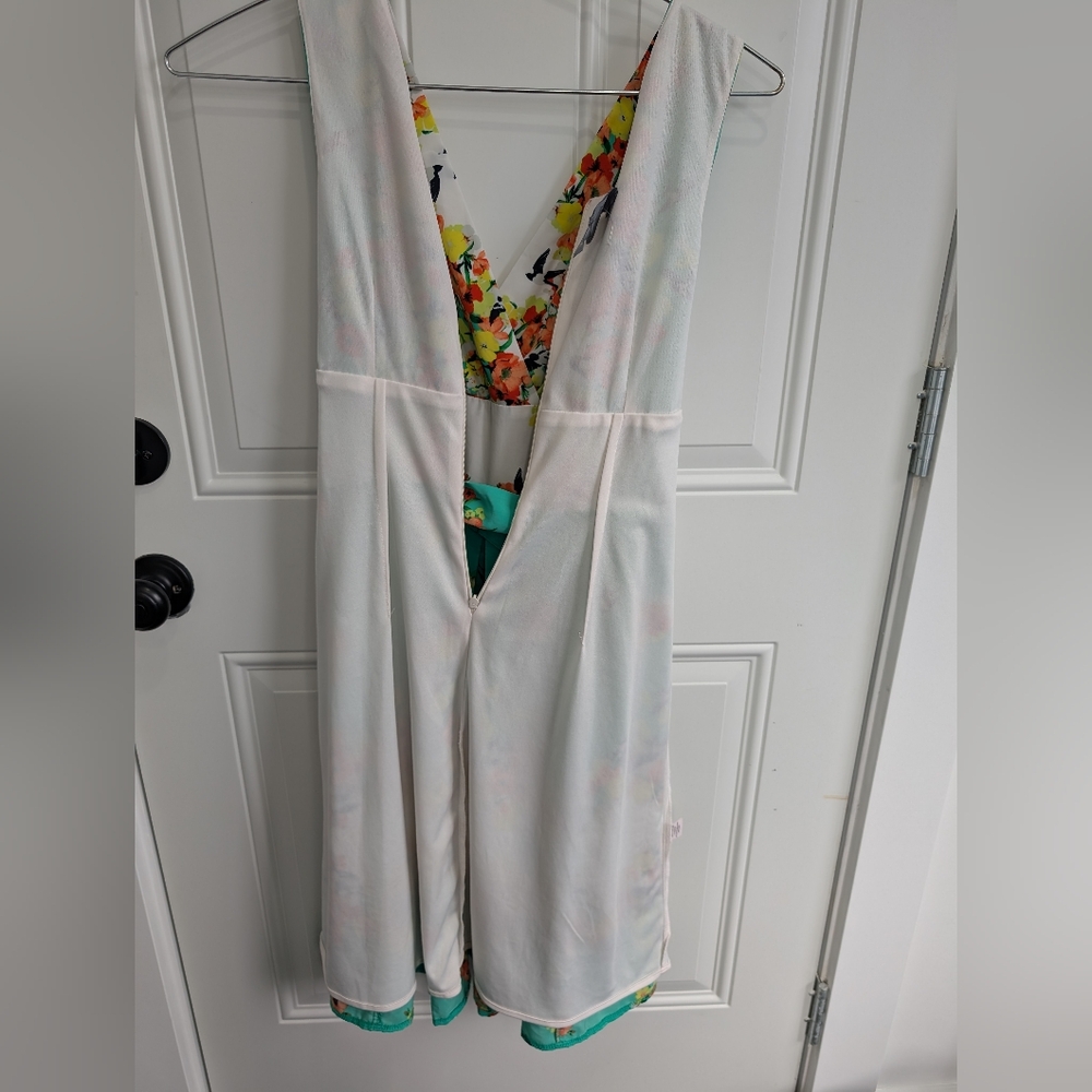 3/$20 Rabbit Rabbit Rabbit Blue Green Sleeveless V-Neck Sundress - Picture 6 of 7